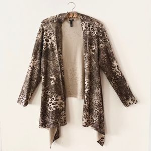Soma Leopard Print Cozy Open Front sweater L/XL